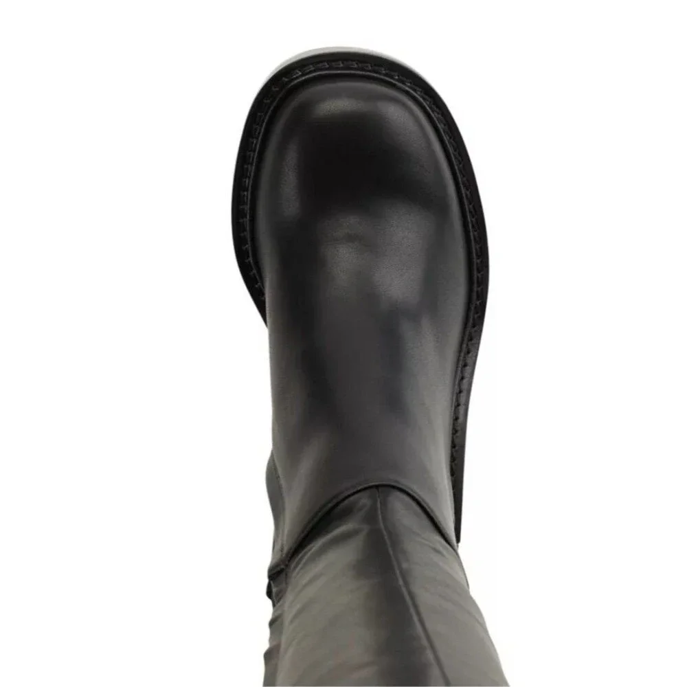 DKNY Black Smooth Heeled Over The Knee High Boots With Metallic Accents Size 7